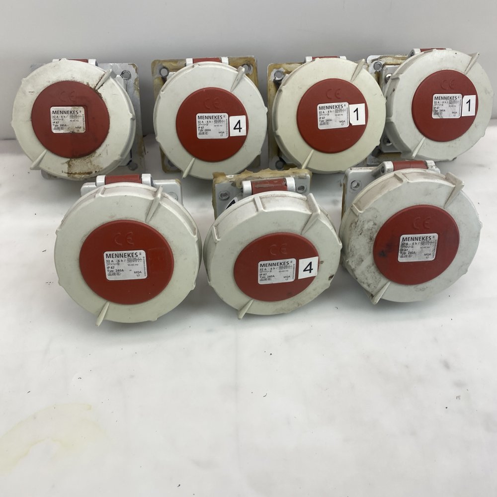 Joblot of 7 MENNEKES Typ 240A 32A 3P+N+E IP67 240/415V Industrial Sockets