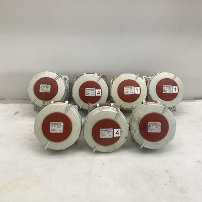 Joblot of 7 MENNEKES Typ 240A 32A 3P+N+E IP67 240/415V Industrial Sockets