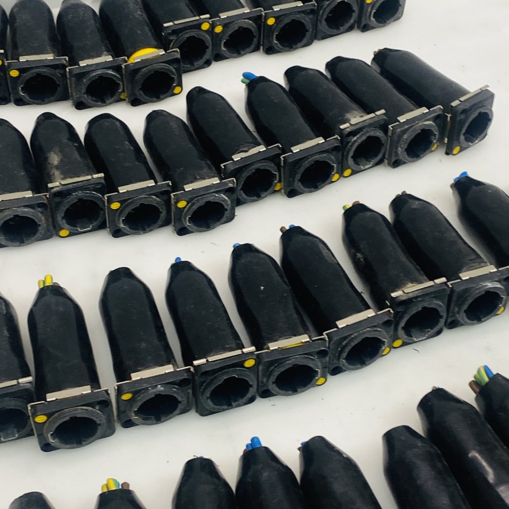 Joblot of 40 Black Panel-Mount Circular Cable Connectors with Leads AS IS Bundle