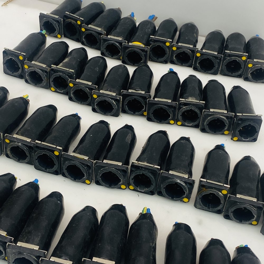 Joblot of 40 Black Panel-Mount Circular Cable Connectors with Leads AS IS Bundle
