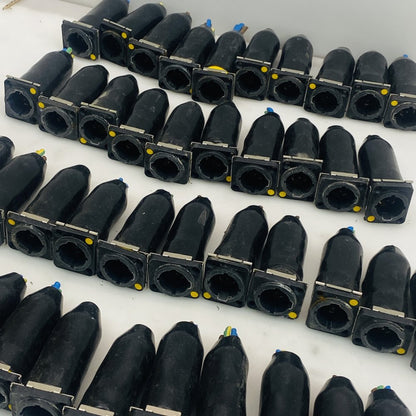 Joblot of 40 Black Panel-Mount Circular Cable Connectors with Leads AS IS Bundle