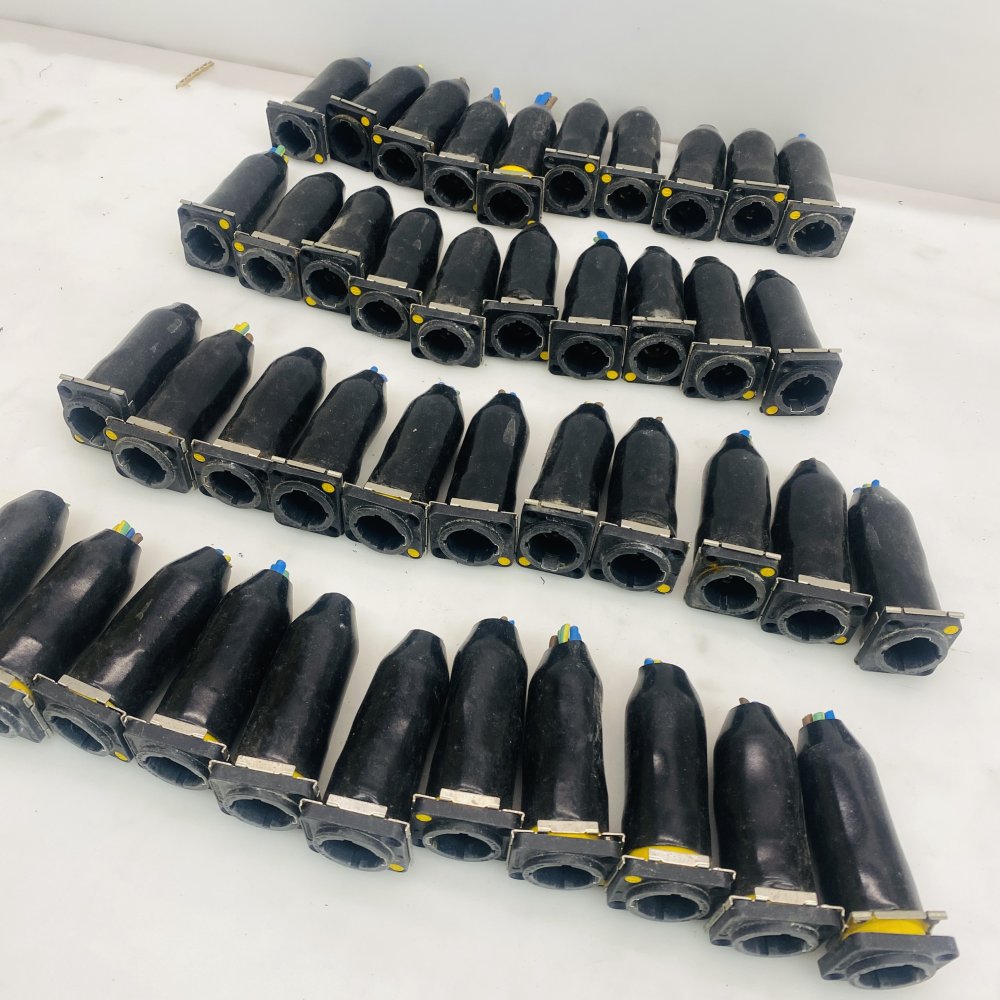 Joblot of 40 Black Panel-Mount Circular Cable Connectors with Leads AS IS Bundle