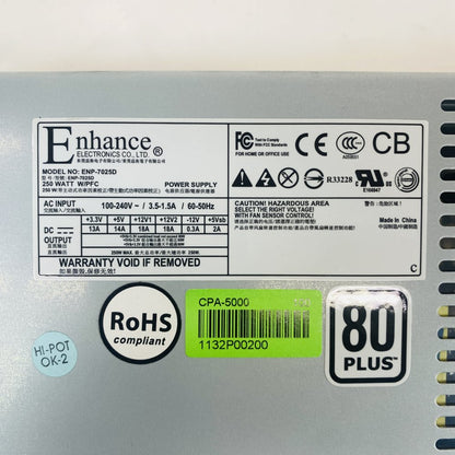 Enhance ENP-7025D 250W 80 PLUS Power Supply SFF PSU 24-pin Grade A