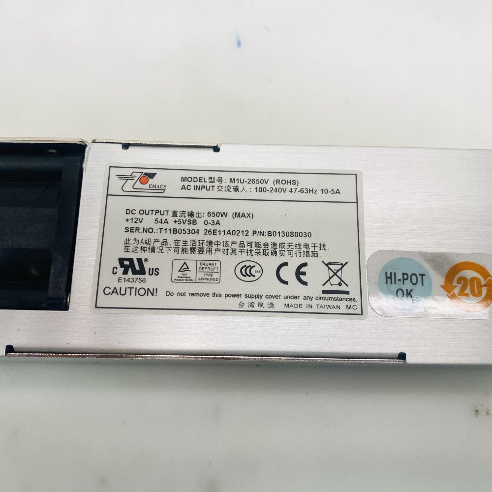 EMACS M1U-2650V 650W Hot-Swap Server Power Supply PSU Grade A
