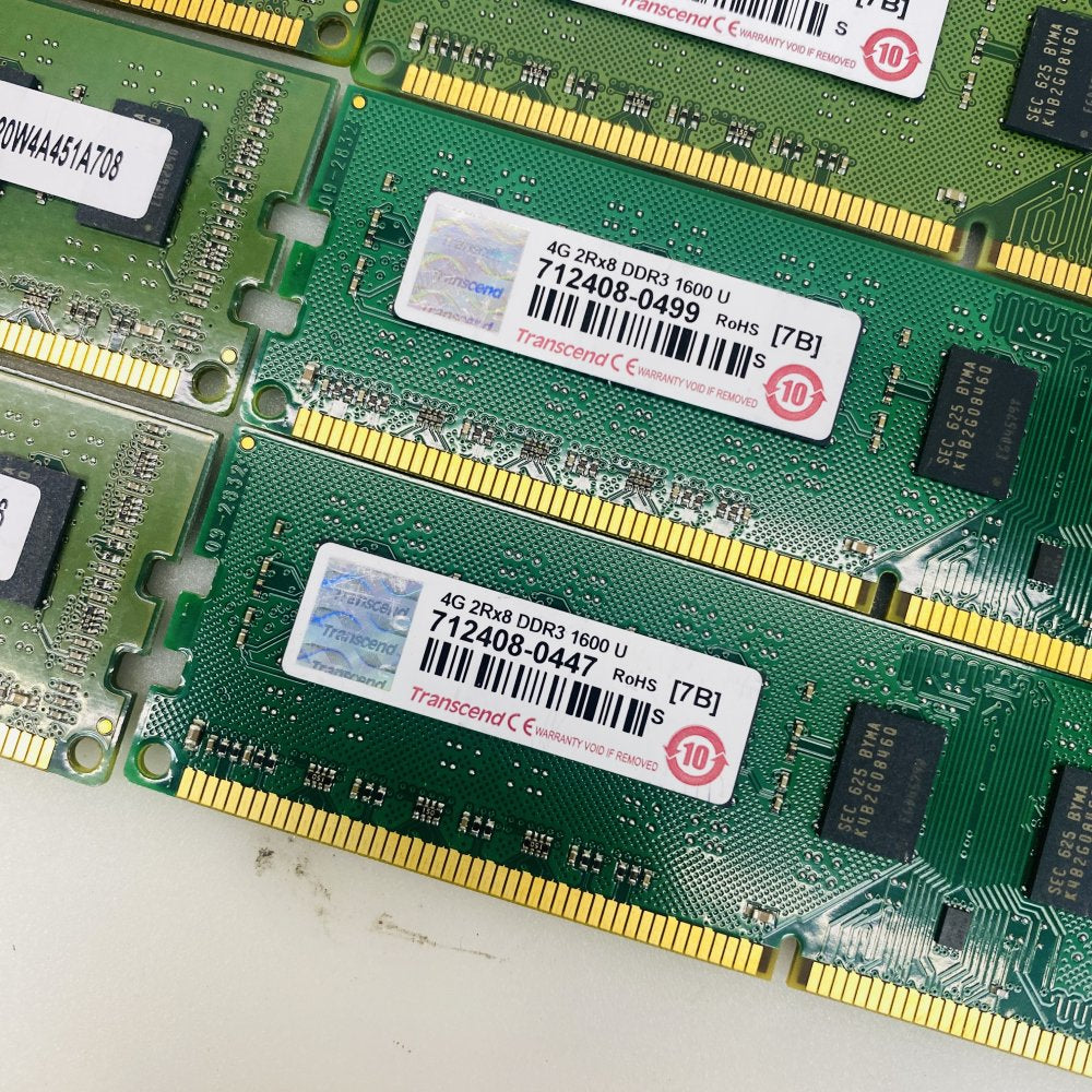 Lot of 12 Transcend 4GB DDR3 1600MHz (PC3-12800) 2Rx8 RAM Modules Grade A
