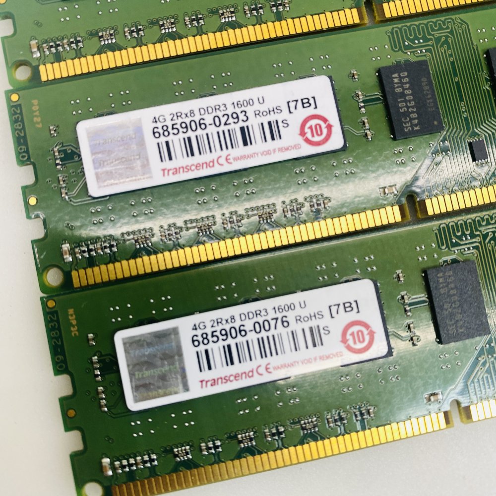 Lot of 12 Transcend 4GB DDR3 1600MHz (PC3-12800) 2Rx8 RAM Modules Grade A