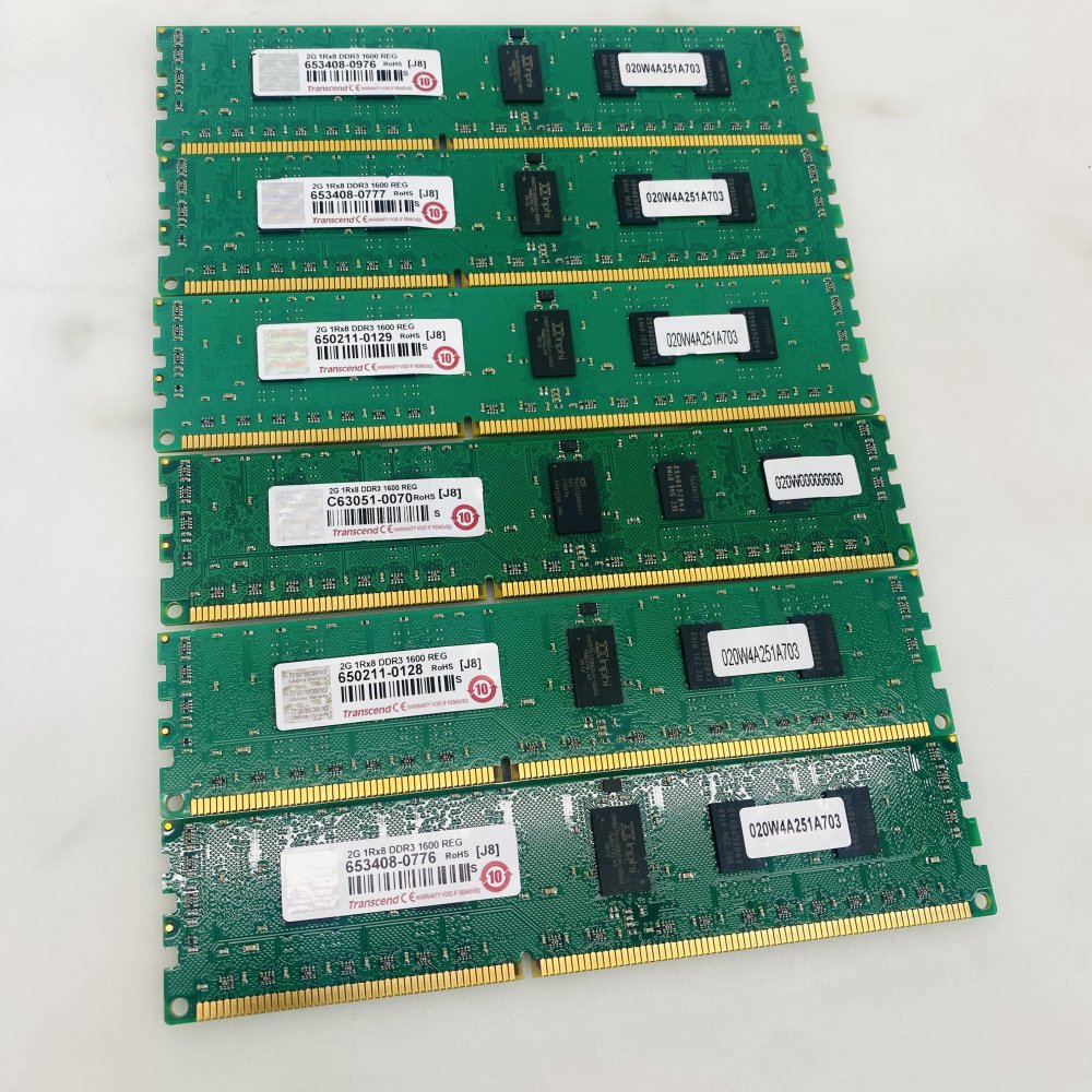 Transcend 2GB DDR3-1600 REG 1Rx8 Server RAM Modules Lot of 6 Grade A