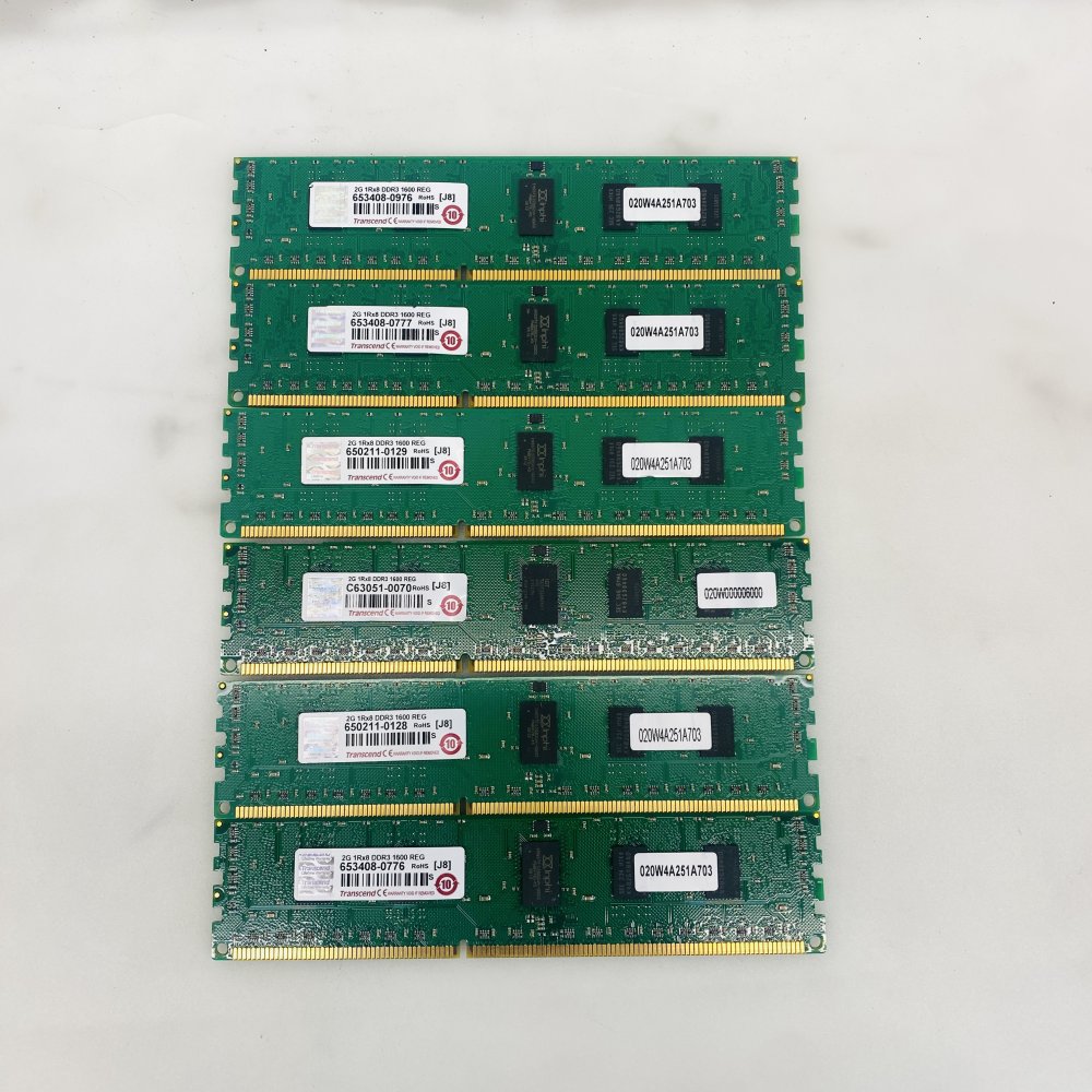 Transcend 2GB DDR3-1600 REG 1Rx8 Server RAM Modules Lot of 6 Grade A