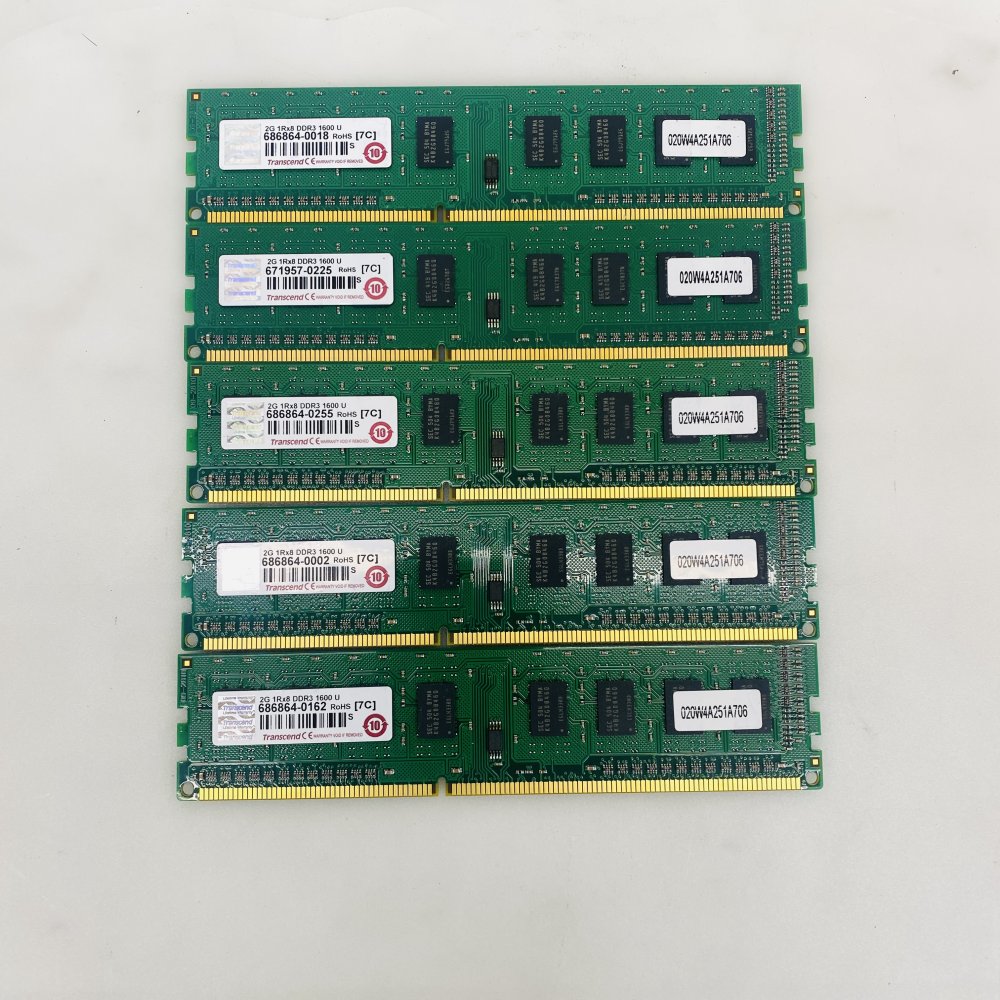 Transcend 2GB DDR3 1600MHz (PC3-12800) 1Rx8 DIMM Lot of 5 Grade A
