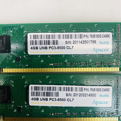 Apacer DDR3 PC3-8500 RAM Lot - 2x4GB UDIMM + 2x2GB SODIMM CL7 Grade A