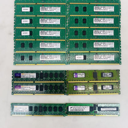 Lot 18x ECC Registered RDIMM RAM Apacer Kingston Micron WARIS DDR2/DDR3 Grade A