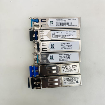 Lot of 7 SFP/SFP+ Fiber Transceivers HG Genuine, Source Photonics Grade A