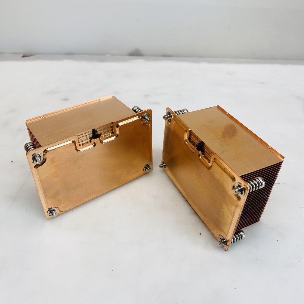 Copper Dual-Fin LGA 4189 Heatsink Pair w/ Mounting Springs Grade A