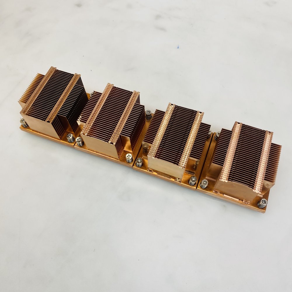 Copper LGA 3647 Narrow Heatsink Array 4-Pack Mounted on Copper Base Grade A