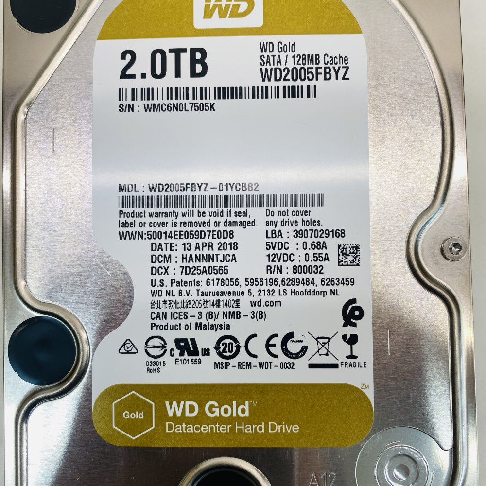 WD Gold WD2005FBYZ 2TB SATA 3.5in Datacenter Hard Drive Grade A