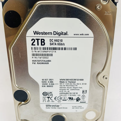 Western Digital Ultrastar DC HA210 2TB SATA 6Gb/s 3.5in Hard Drive Grade A