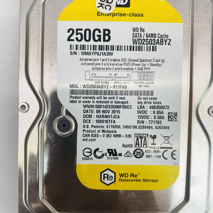 WD 250GB WD2503ABYZ Re Enterprise-Class SATA 64MB Cache 3.5in HDD Grade A