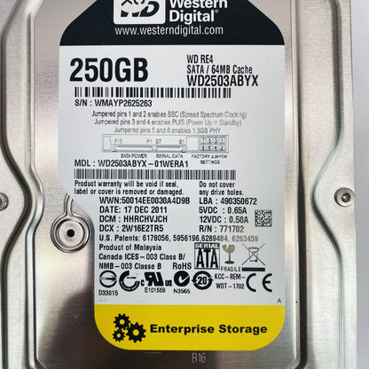 Western Digital WD2503ABYX WD RE4 250GB SATA 64MB Cache Enterprise HDD Grade A