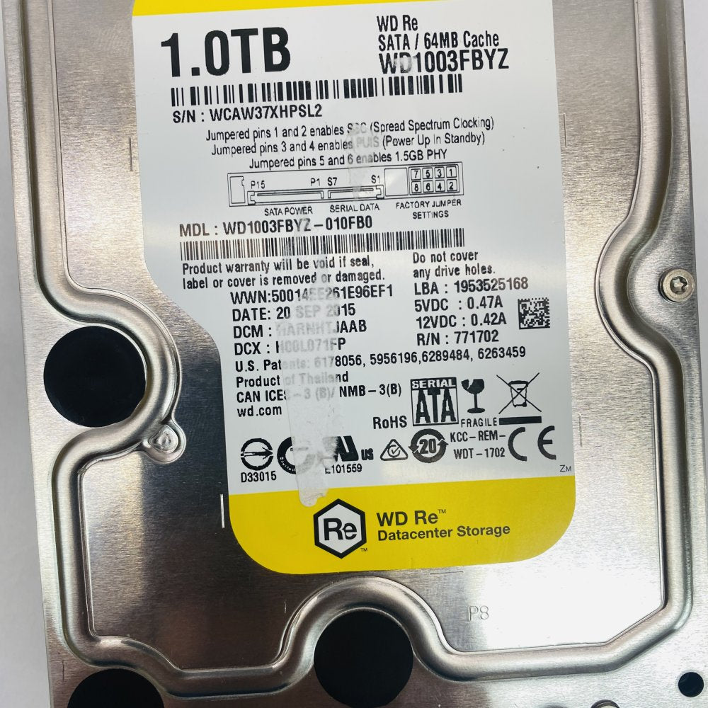 WD Re WD1003FBYZ 1TB SATA 3.5in Datacenter HDD 64MB Cache Grade A