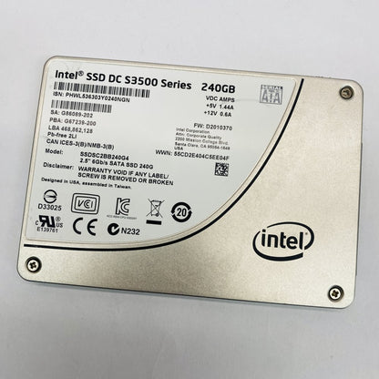 Intel SSD DC S3500 Series 240GB 2.5in SATA 6Gb/s Solid State Drive Grade A
