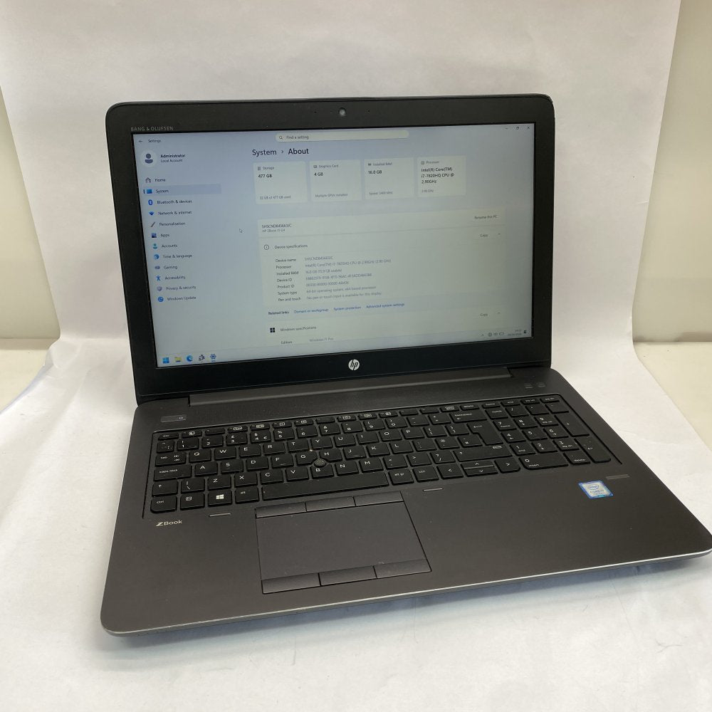 HP ZBook 15 G4 i7-7820HQ 16GB RAM 477GB Storage Mobile Workstation Grade D