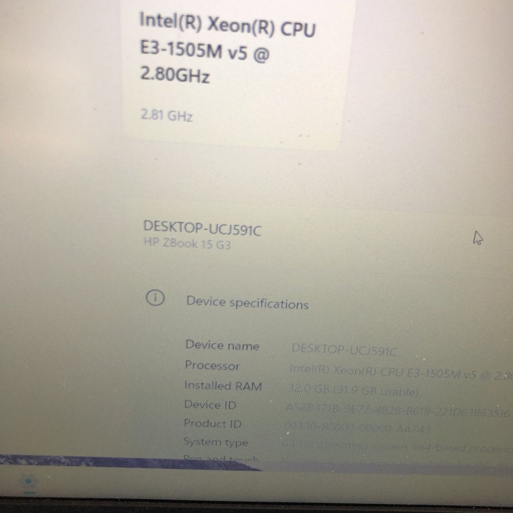 HP ZBook 15 G3 Xeon E3-1505M v5 32GB RAM 1TB SSD 4GB GPU Win11 Grade B