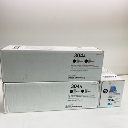Job Lot HP LaserJet 304A 2 x Black & Cyan Genuine Toner Cartridges (Grade A)