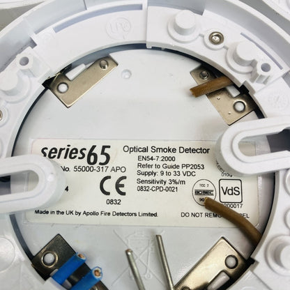 Apollo series65 Optical Smoke Detector 55000-317 (Lot of 3) EN54-7 Grade B