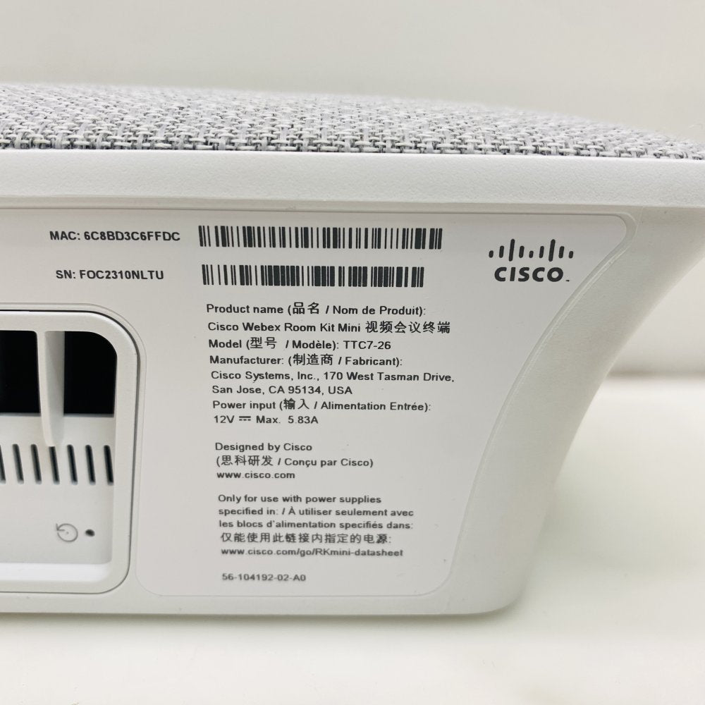 Cisco Webex Room Kit Mini TTC7-26 + Touch 10 TTC5-09 w/ Wall Mount (Grade A)