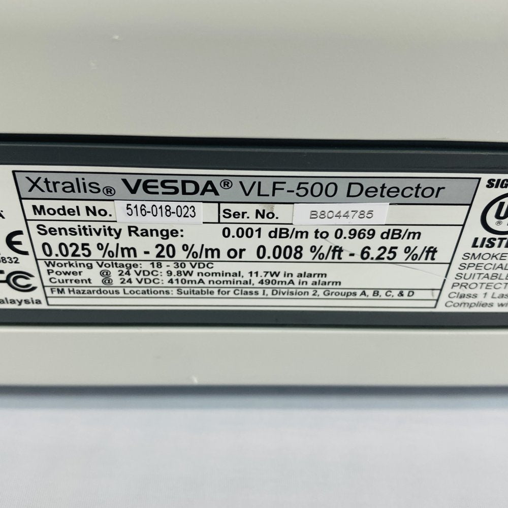 Xtralis VESDA VLF-500 Detector Model 516-018-023 Smoke Aspirating System Grade C