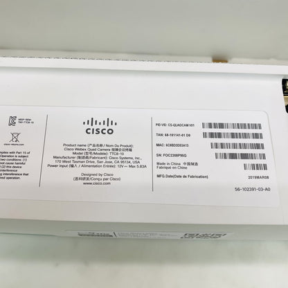 Cisco Webex Video Conference Kit Pro Quad Camera TTC8-10 - NO PSU (Grade B)