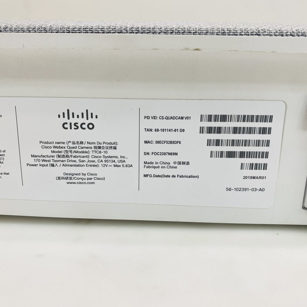 Cisco Webex Video Conference Kit Pro Quad Camera TTC8-10 - NO PSU (Grade D)