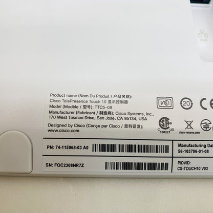 Cisco Webex Room Kit Mini TTC7-26 Video Bar + Cisco Touch 10 TTC5-09 (Grade A)