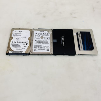 Lot 4x 2.5" Drives:Crucial MX200 250GB, Samsung 850 EVO 250GB +500GB & 750GB HDD