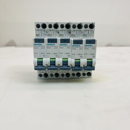 Set of 5 Siemens 5SV1316-1KK16 RCBO C16 30mA 230V Grade C