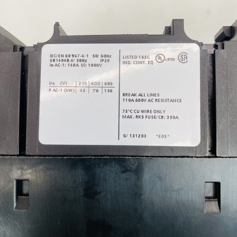Siemens SIRIUS 3RT1346-1AP00 Contactor 140A AC-1 Industrial Grade C