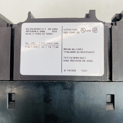 Siemens SIRIUS 3RT1346-1AP00 Contactor 140A AC-1 Industrial Grade C