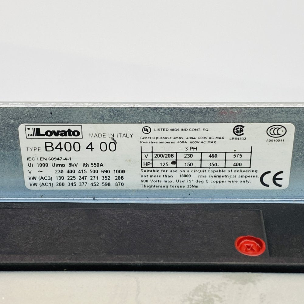 Lovato B400 400 Industrial Contactor 3-Phase 400A Grade C