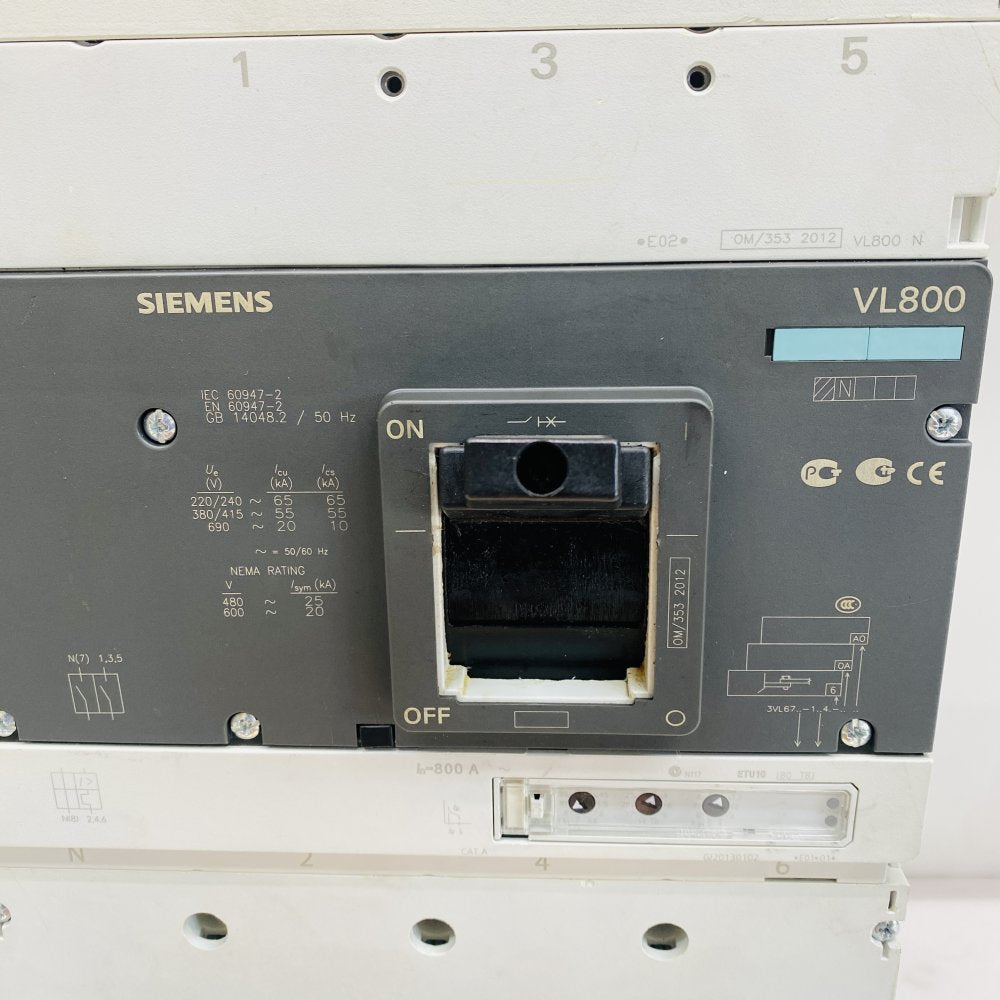 Siemens VL800 800A MCCB Molded Case Circuit Breaker w/ Copper Busbars Grade B