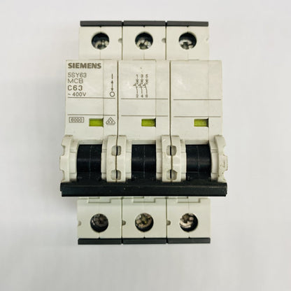 Siemens 5SY63 C63 3P MCB 63A 400V Miniature Circuit Breaker Grade B