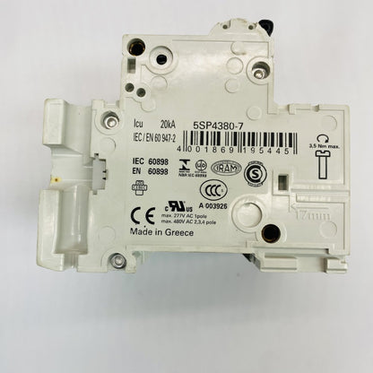 Siemens 5SP43 C80 3P MCB 80A 400V Circuit Breaker Grade B