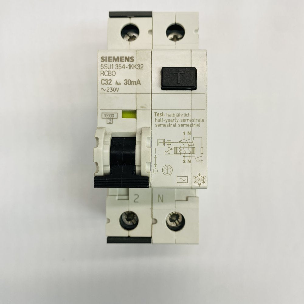 Siemens 5SU1 354-1KK32 RCBO C32 32A 30mA 2P Residual Circuit Breaker Grade B