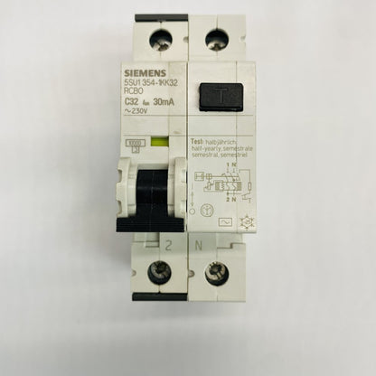 Siemens 5SU1 354-1KK32 RCBO C32 32A 30mA 2P Residual Circuit Breaker Grade B