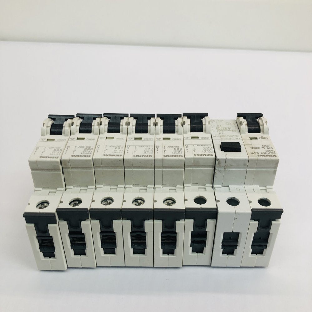 Siemens 5SU1-354-1KK10 RCBO C10 30mA + 6x 5SY61 MCB C63 230/400V Grade B