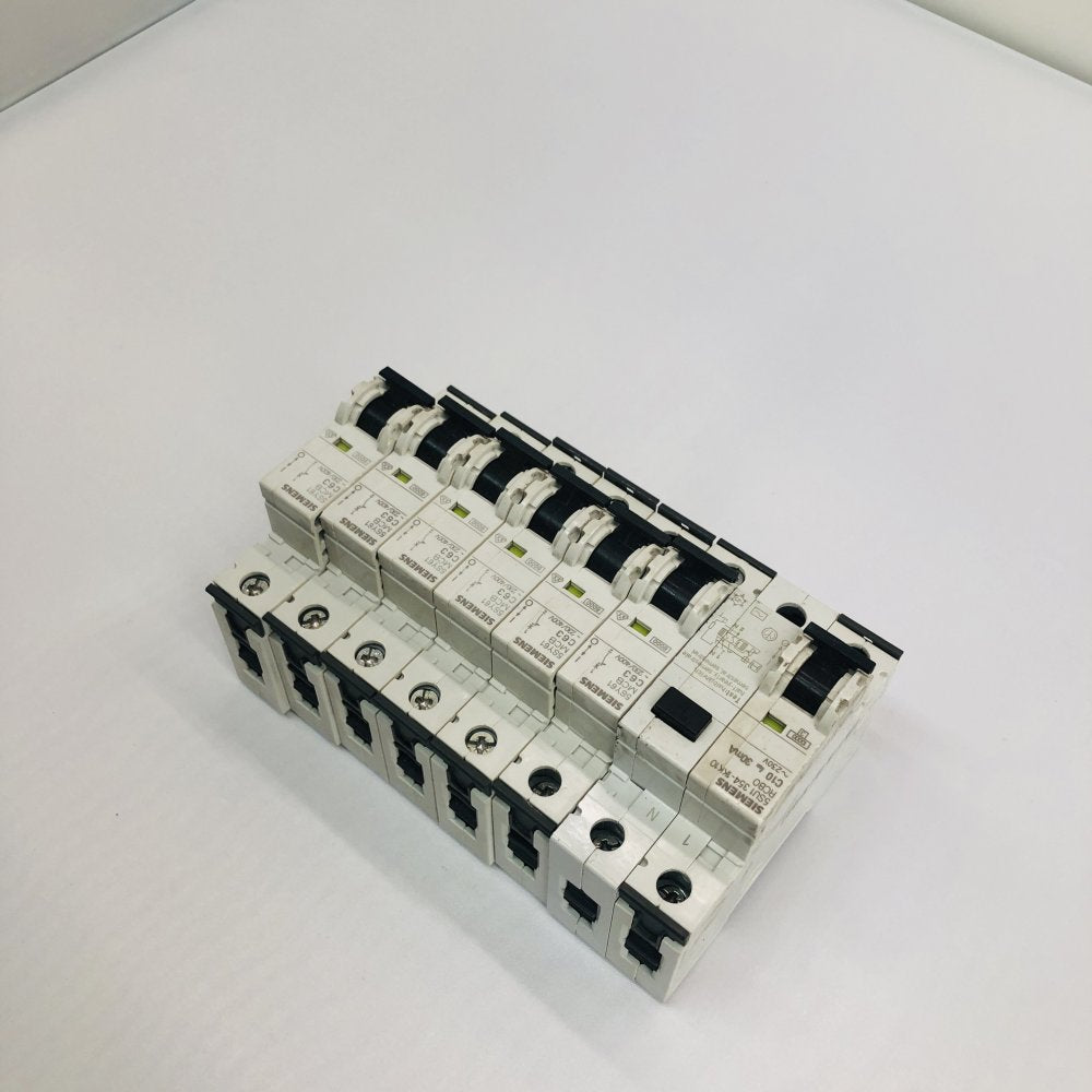 Siemens 5SU1-354-1KK10 RCBO C10 30mA + 6x 5SY61 MCB C63 230/400V Grade B