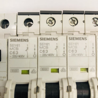 Siemens 5SU1-354-1KK10 RCBO C10 30mA + 6x 5SY61 MCB C63 230/400V Grade B