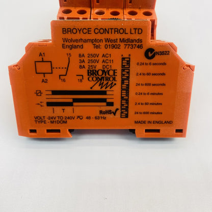 Broyce Control M1DOM Timer Relay Modules Set of 4 24-240V DIN Mount Grade B