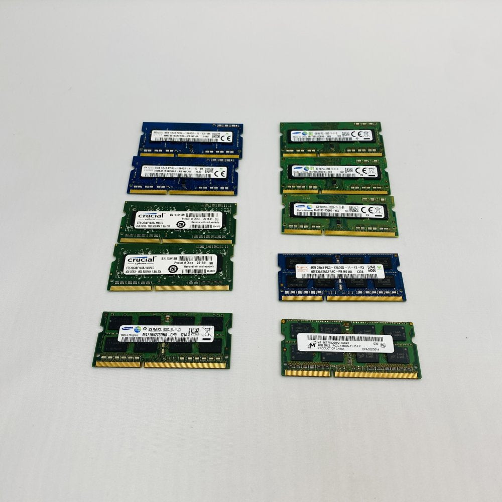 Lot of 10 Mixed 4GB SODIMM DDR3 PC3-12800 RAM - Crucial Samsung Hynix Grade B