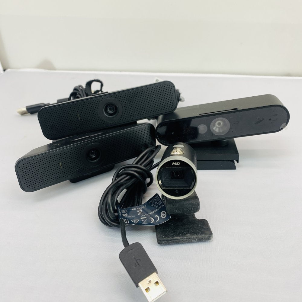Lot of 4 Webcams - Logitech & Microsoft USB HD Cameras Grade B