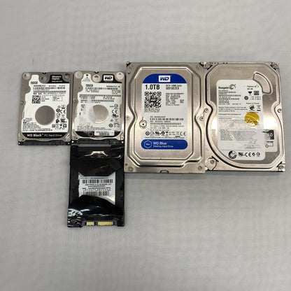 Lot: WD WD10EZEX 1TB, WD5000PLX 500GB, Seagate 500GB & 480GB SSD Grade B